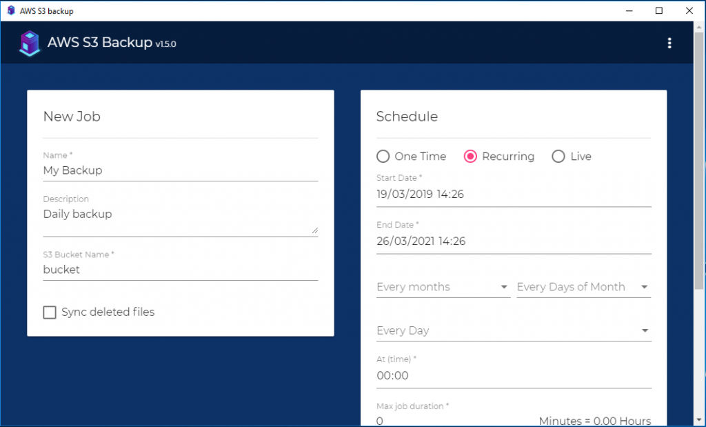 backup-on-aws-s3-new-job